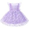 imageFlower Girl Flutter Bowknot Tutu Dress for Infant Baby Christening Baptism Formal Wedding Birthday Party Tulle DressesPurple
