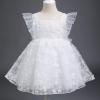 imageFlower Girl Flutter Bowknot Tutu Dress for Infant Baby Christening Baptism Formal Wedding Birthday Party Tulle DressesWhite