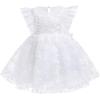 imageFlower Girl Flutter Bowknot Tutu Dress for Infant Baby Christening Baptism Formal Wedding Birthday Party Tulle DressesWhite