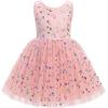 imageIDOPIP Toddler Baby Girls Sequin Butterfly Tutu Dress Princess Birthday Party Pageant Flower Girl Wedding VBackless DressesPeach Pink