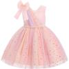 imageIDOPIP Toddler Flower Girl Dress Sequin Bowknot Pageant Wedding Princess Birthday Party Dresses Tulle Tutu Formal Ball GownPink