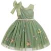 imageIDOPIP Toddler Flower Girl Dress Sequin Bowknot Pageant Wedding Princess Birthday Party Dresses Tulle Tutu Formal Ball GownSage Green