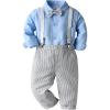 imageIDOPIP Toddler Kids Baby Boys 1st Christmas Outfit Gentleman Striped Shirt with Bowtie Long Suspender Pants Overalls ClothesBlue  Striped
