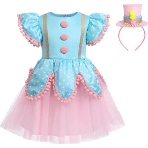 imageIDOPIP Carnival Circus Costume for Kids Baby Girls Romper Tutu Dress Princess Birthday Party Dress up with Headband OutfitBlue  Headband  Kids