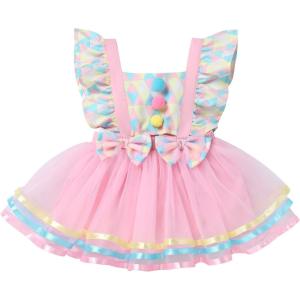 imageIDOPIP Carnival Circus Costume for Kids Baby Girls Romper Tutu Dress Princess Birthday Party Dress up with Headband OutfitPink  Baby 1pc
