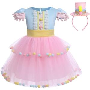 imageIDOPIP Carnival Circus Costume for Kids Baby Girls Romper Tutu Dress Princess Birthday Party Dress up with Headband OutfitPink  Headband  Kids