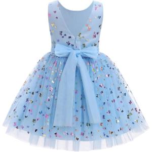 imageIDOPIP Toddler Baby Girls Sequin Butterfly Tutu Dress Princess Birthday Party Pageant Flower Girl Wedding VBackless DressesBlue