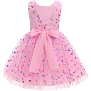 imageIDOPIP Toddler Baby Girls Sequin Butterfly Tutu Dress Princess Birthday Party Pageant Flower Girl Wedding VBackless DressesPink