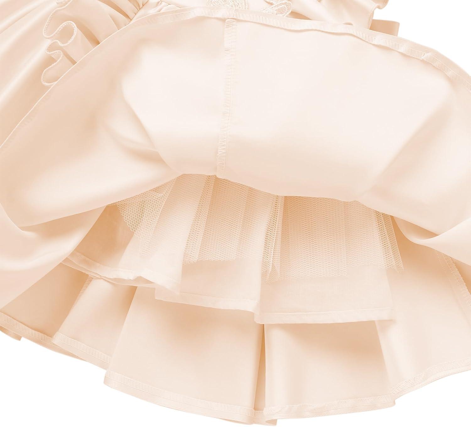 imageIDOPIP Flower Girl Butterfly Bow Tutu Dress for Kids Baby Princess Wedding Communion Birthday Party Pageant Baptism DressesChampagne