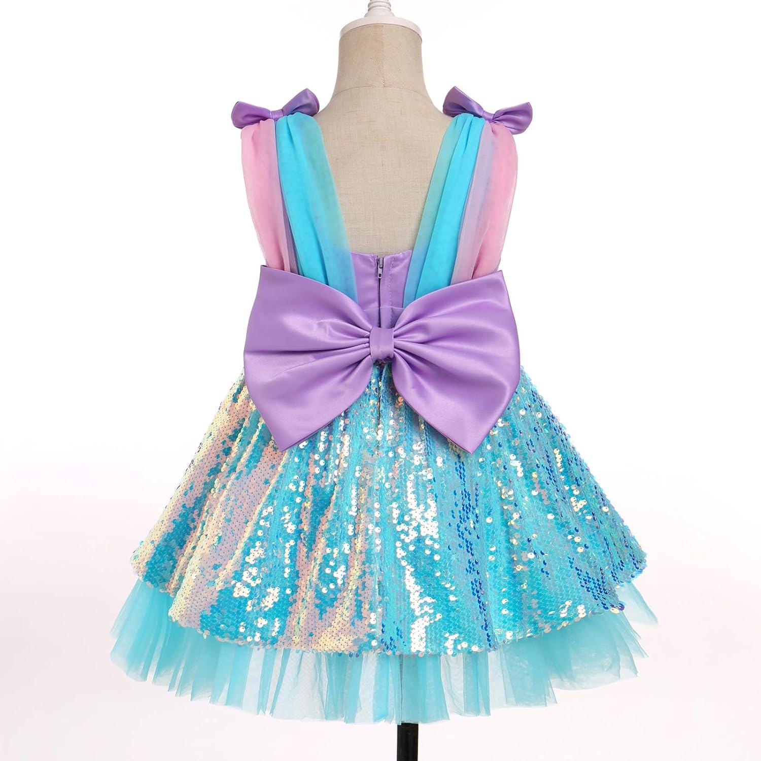 imageIDOPIP Toddler Baby Girls Sequin Bowknot Tutu Dress for Kids Wedding Pageant Birthday Party Communion Tulle Backless DressesGreen