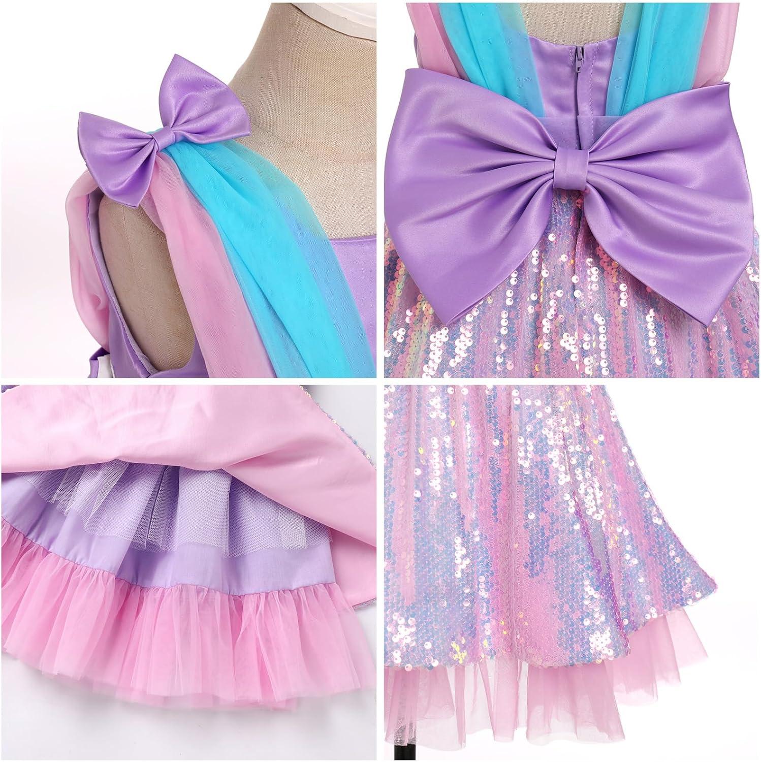 imageIDOPIP Toddler Baby Girls Sequin Bowknot Tutu Dress for Kids Wedding Pageant Birthday Party Communion Tulle Backless DressesPink