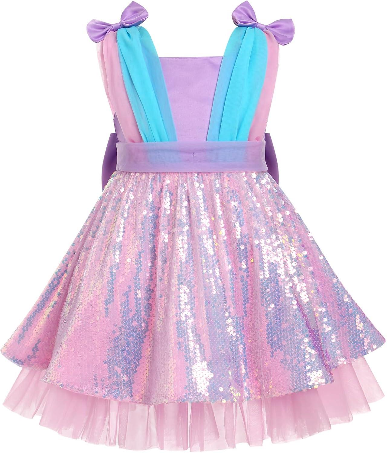imageIDOPIP Toddler Baby Girls Sequin Bowknot Tutu Dress for Kids Wedding Pageant Birthday Party Communion Tulle Backless DressesPink
