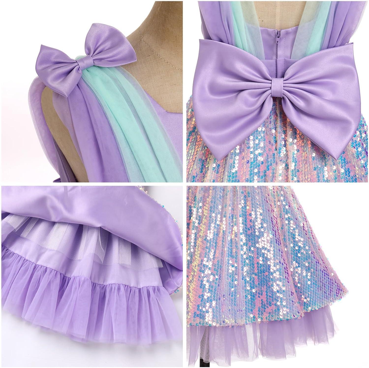 imageIDOPIP Toddler Baby Girls Sequin Bowknot Tutu Dress for Kids Wedding Pageant Birthday Party Communion Tulle Backless DressesPurple
