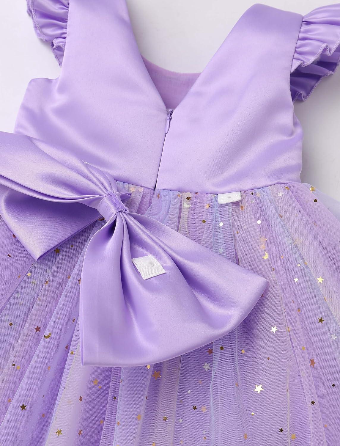 imageIDOPIP Toddler Baby Girls Tutu Dress Embroidery Strawberry Birthday Party Dresses Princess Pageant Bowknot Gown with HeadwearPurple