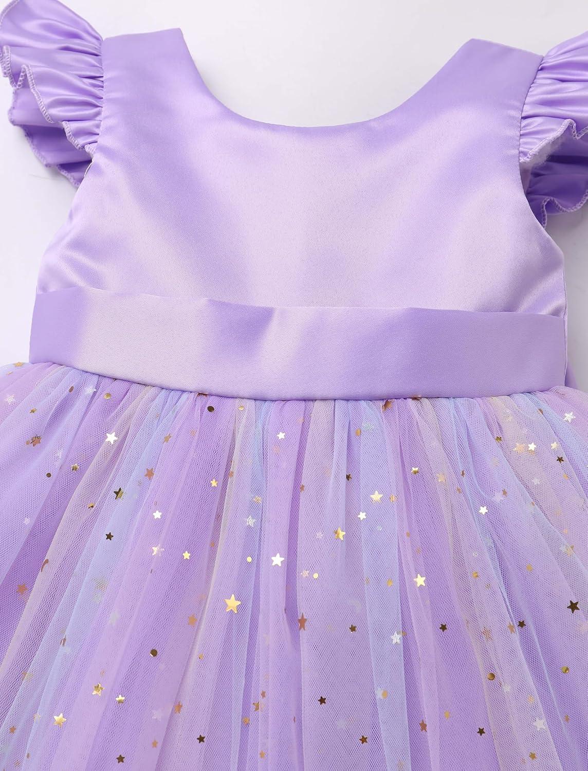 imageIDOPIP Toddler Baby Girls Tutu Dress Embroidery Strawberry Birthday Party Dresses Princess Pageant Bowknot Gown with HeadwearPurple