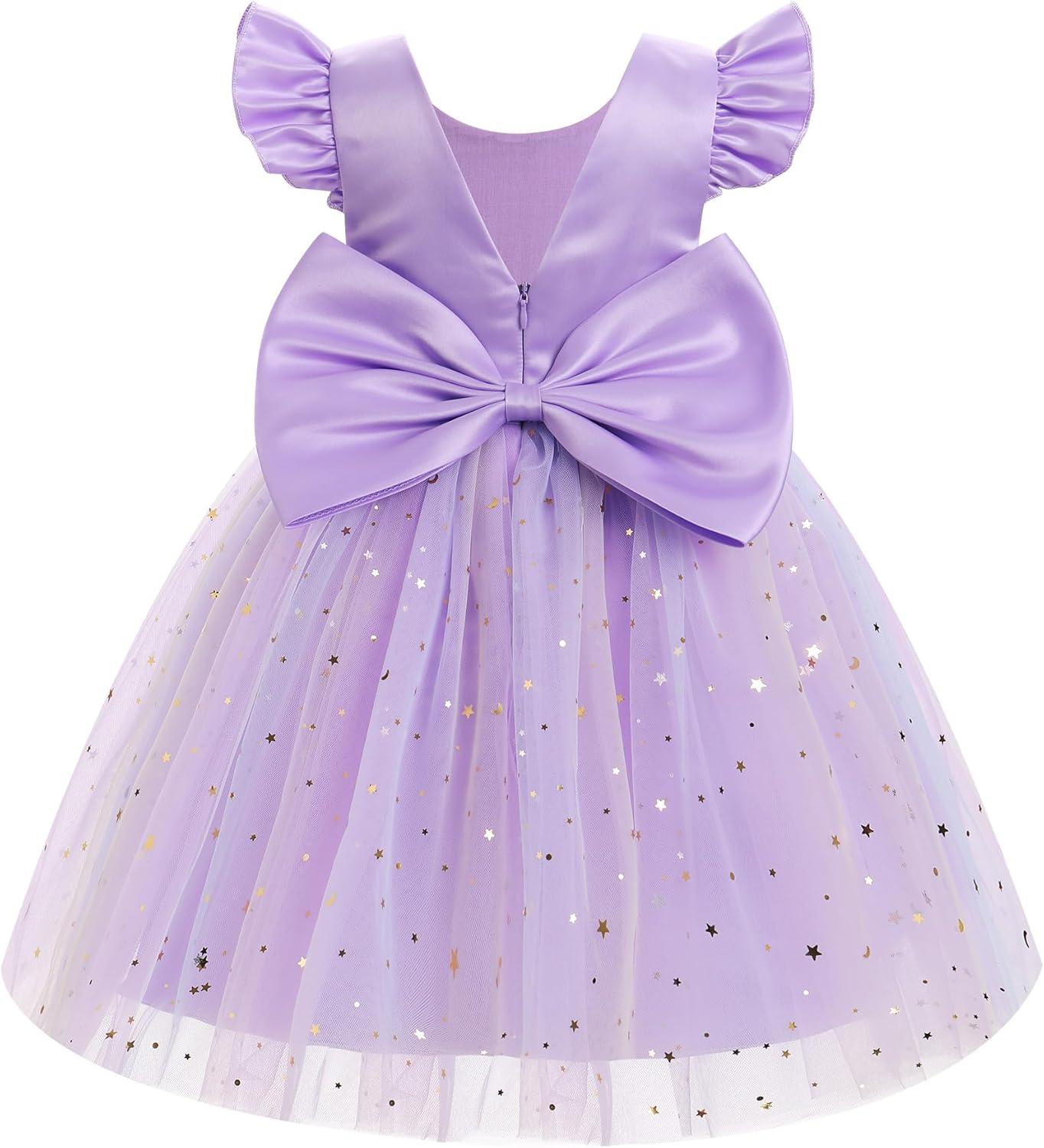 imageIDOPIP Toddler Baby Girls Tutu Dress Embroidery Strawberry Birthday Party Dresses Princess Pageant Bowknot Gown with HeadwearPurple