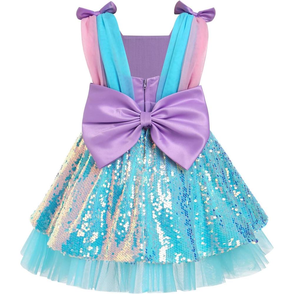 imageIDOPIP Toddler Baby Girls Sequin Bowknot Tutu Dress for Kids Wedding Pageant Birthday Party Communion Tulle Backless DressesGreen