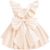 imageIDOPIP Flower Girl Butterfly Bow Tutu Dress for Kids Baby Princess Wedding Communion Birthday Party Pageant Baptism DressesChampagne