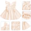 imageIDOPIP Flower Girl Butterfly Bow Tutu Dress for Kids Baby Princess Wedding Communion Birthday Party Pageant Baptism DressesChampagne