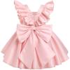 imageIDOPIP Flower Girl Butterfly Bow Tutu Dress for Kids Baby Princess Wedding Communion Birthday Party Pageant Baptism DressesPink