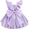 imageIDOPIP Flower Girl Butterfly Bow Tutu Dress for Kids Baby Princess Wedding Communion Birthday Party Pageant Baptism DressesPurple