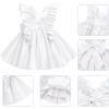 imageIDOPIP Flower Girl Butterfly Bow Tutu Dress for Kids Baby Princess Wedding Communion Birthday Party Pageant Baptism DressesWhite