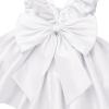 imageIDOPIP Flower Girl Butterfly Bow Tutu Dress for Kids Baby Princess Wedding Communion Birthday Party Pageant Baptism DressesWhite