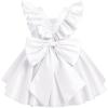imageIDOPIP Flower Girl Butterfly Bow Tutu Dress for Kids Baby Princess Wedding Communion Birthday Party Pageant Baptism DressesWhite