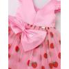 imageIDOPIP Toddler Baby Girls Tutu Dress Embroidery Strawberry Birthday Party Dresses Princess Pageant Bowknot Gown with HeadwearPink
