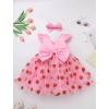 imageIDOPIP Toddler Baby Girls Tutu Dress Embroidery Strawberry Birthday Party Dresses Princess Pageant Bowknot Gown with HeadwearPink