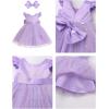 imageIDOPIP Toddler Baby Girls Tutu Dress Embroidery Strawberry Birthday Party Dresses Princess Pageant Bowknot Gown with HeadwearPurple