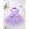 imageIDOPIP Toddler Baby Girls Tutu Dress Embroidery Strawberry Birthday Party Dresses Princess Pageant Bowknot Gown with HeadwearPurple