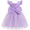 imageIDOPIP Toddler Baby Girls Tutu Dress Embroidery Strawberry Birthday Party Dresses Princess Pageant Bowknot Gown with HeadwearPurple