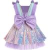 imageIDOPIP Toddler Baby Girls Sequin Bowknot Tutu Dress for Kids Wedding Pageant Birthday Party Communion Tulle Backless DressesPurple