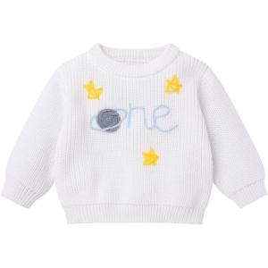imageIDOPIP Toddler Baby Girls First Birthday Outfit Boho Embroidery One Sweater Top Knit Pullover Sweatshirt Fall Winter ClothesWhite Space One