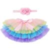 imageBaby Girl Tutu Skirt with Diaper Cover Toddler Girls Tulle Bloomers and Headband First Birthday Cake Smash Outfits 03TRainbow