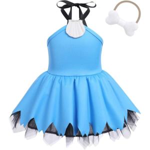 imageIDOPIP Kids Baby Halloween Costume Caveman Cavegirl Stone Age Outfit for Girl Boy Halloween Cosplay Dress Up Photoshoot 6M6TBlue  Girl