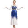 imageIDOPIP Women White Praise Dance Dress with Sequin Praise Dance Overlay Tunics Liturgical Lyrical Dancewear Worship CostumeRoyal Blue