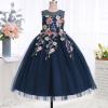 image:imageIDOPIP Embroidery Flower Girl Lace Dress for Kid Wedding Pageant Formal Communion Gown Princess Bridesmaid Maxi Tulle DressesNavy Blue