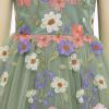 image:imageIDOPIP Embroidery Flower Girl Lace Dress for Kid Wedding Pageant Formal Communion Gown Princess Bridesmaid Maxi Tulle DressesSage Green