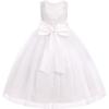 image:imageIDOPIP Embroidery Flower Girl Lace Dress for Kid Wedding Pageant Formal Communion Gown Princess Bridesmaid Maxi Tulle DressesWhite