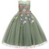 image:imageIDOPIP Embroidery Flower Girl Lace Dress for Kid Wedding Pageant Formal Communion Gown Princess Bridesmaid Maxi Tulle DressesSage Green