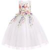 image:imageIDOPIP Embroidery Flower Girl Lace Dress for Kid Wedding Pageant Formal Communion Gown Princess Bridesmaid Maxi Tulle DressesWhite