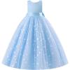 image:imageIDOPIP Butterfly Flower Girl VBackless Bow Dress for Kids Wedding Pageant Party Long Gown Communion Birthday Tulle DressesBlue