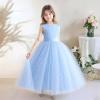 image:imageIDOPIP Butterfly Flower Girl VBackless Bow Dress for Kids Wedding Pageant Party Long Gown Communion Birthday Tulle DressesBlue