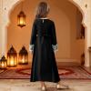 image:imageIDOPIP Muslim Dress for Girls Islamic Prayer Abaya Embroidery Long Sleeve Kaftan Robe Dresses with Belt Ramadan Dubai OutfitsBlack