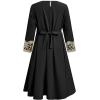 image:imageIDOPIP Muslim Dress for Girls Islamic Prayer Abaya Embroidery Long Sleeve Kaftan Robe Dresses with Belt Ramadan Dubai OutfitsBlack