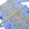 image:imageIDOPIP Muslim Dress for Girls Islamic Prayer Abaya Embroidery Long Sleeve Kaftan Robe Dresses with Belt Ramadan Dubai OutfitsBlue