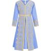 image:imageIDOPIP Muslim Dress for Girls Islamic Prayer Abaya Embroidery Long Sleeve Kaftan Robe Dresses with Belt Ramadan Dubai OutfitsBlue