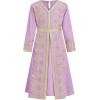image:imageIDOPIP Muslim Dress for Girls Islamic Prayer Abaya Embroidery Long Sleeve Kaftan Robe Dresses with Belt Ramadan Dubai OutfitsPinkpurple